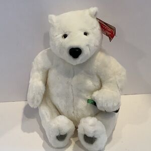 Coke Marque Plush White Polar Bear Holding Green Coca Cola Bottle Stuffed Tags